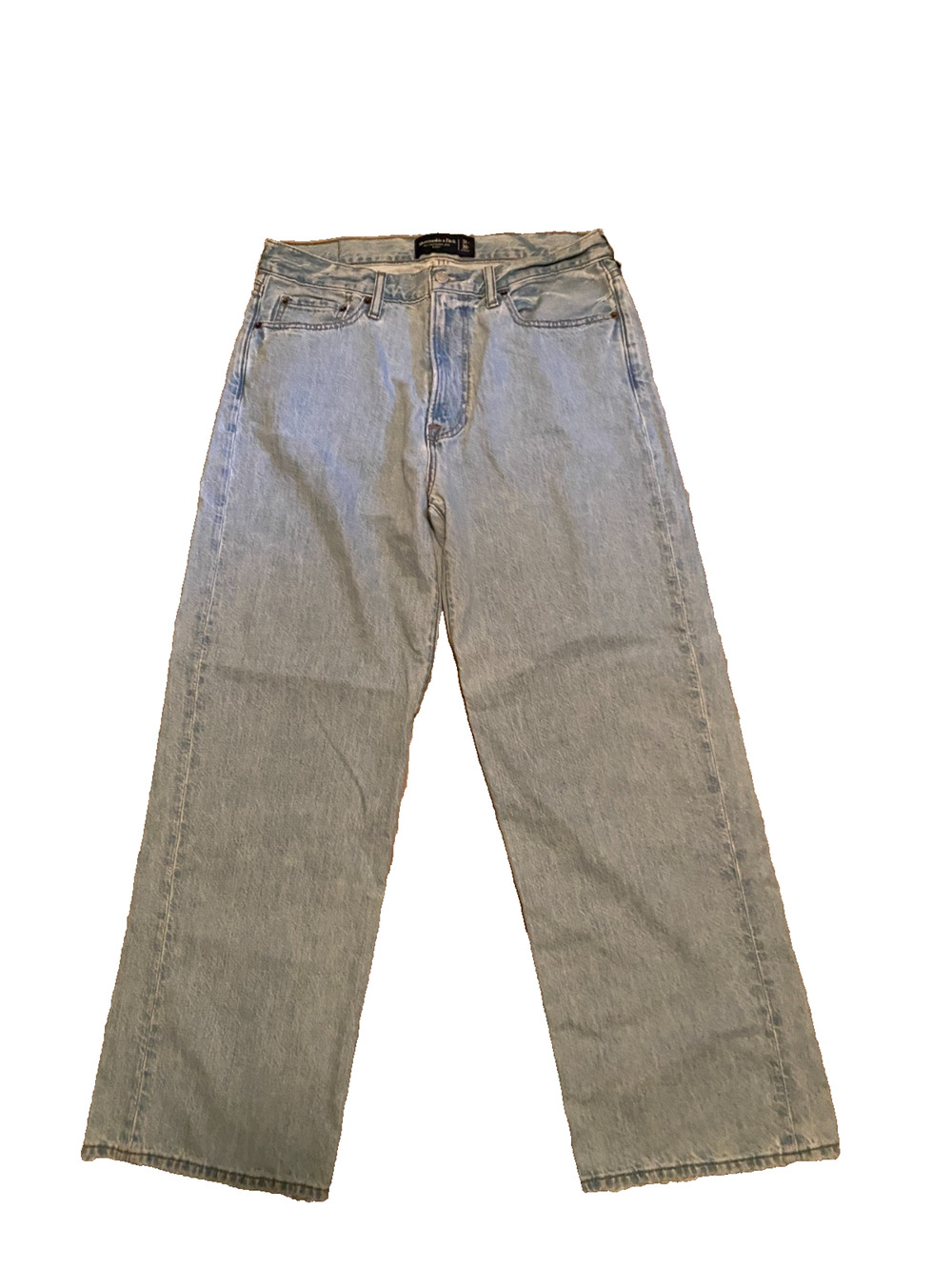 A&F Mens Lightweight Baggy Wide Leg Jeans 31x30 Light Wash Streetwear NWOT